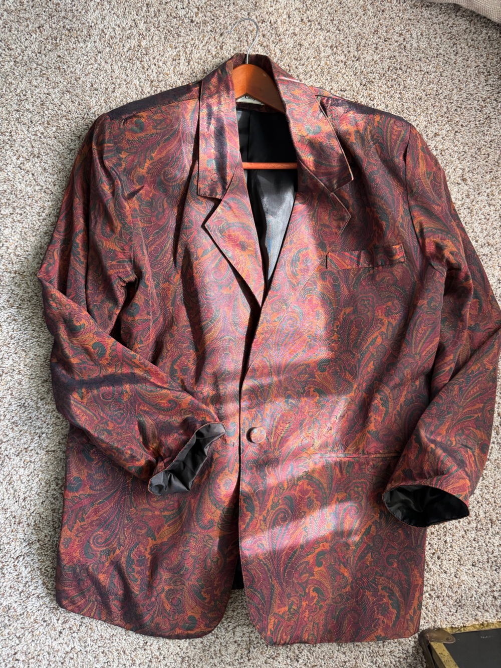 Paisley Print Women's Blazer Jacket in Burgundy Multi